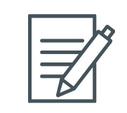 Icon of paper with a pen. Apply Online!