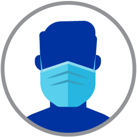 Ouline of a man wearing a medical mask.