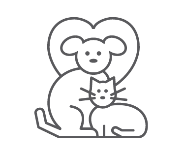 A dog and cat with a heart in the background.