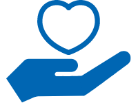 A hand holding up a heart.