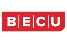 Red BECU logo with white bold letters separated by vertical lines.
