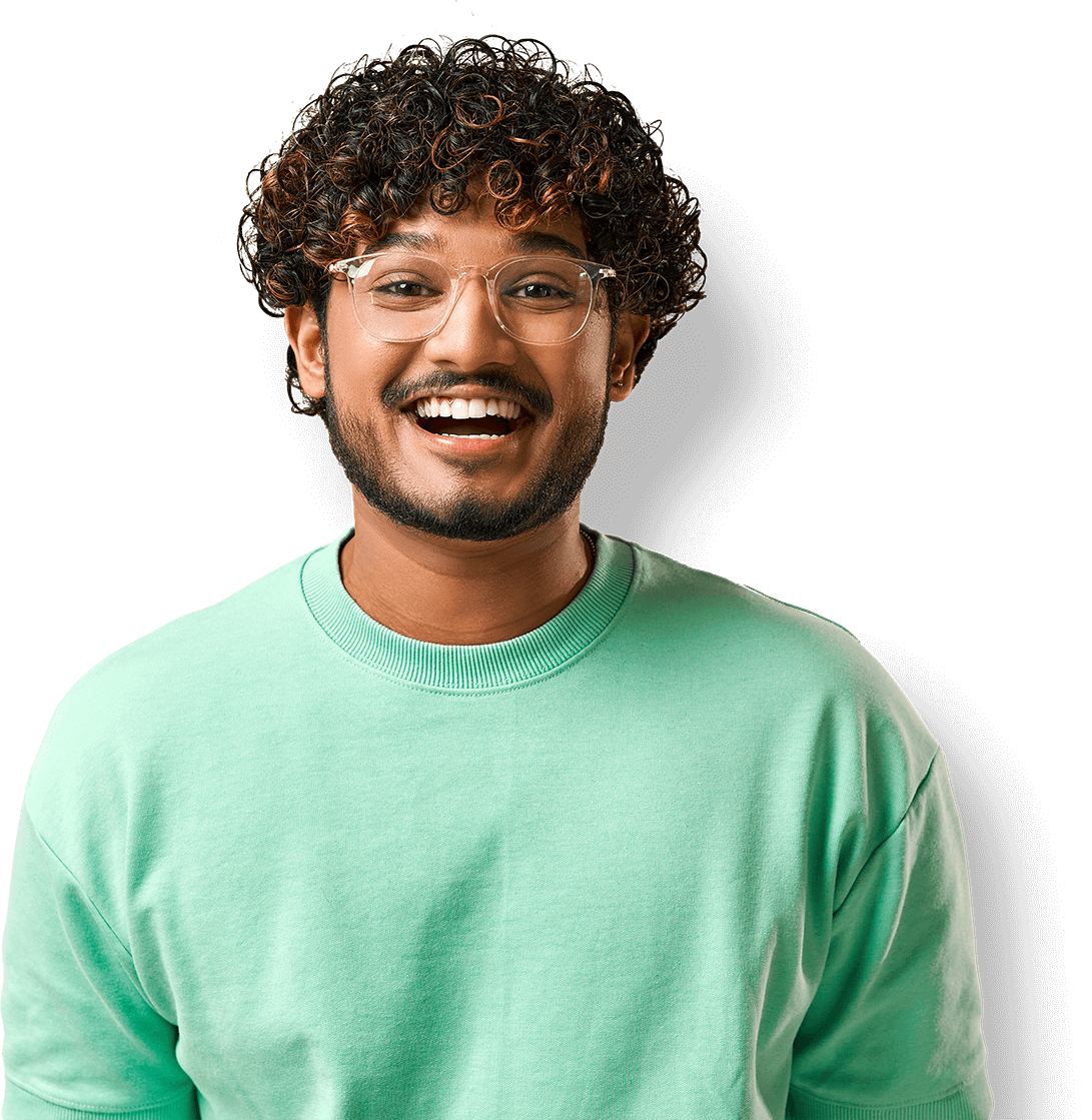 Cheerful Moneytree customer celebrating easy access to fast loans online.