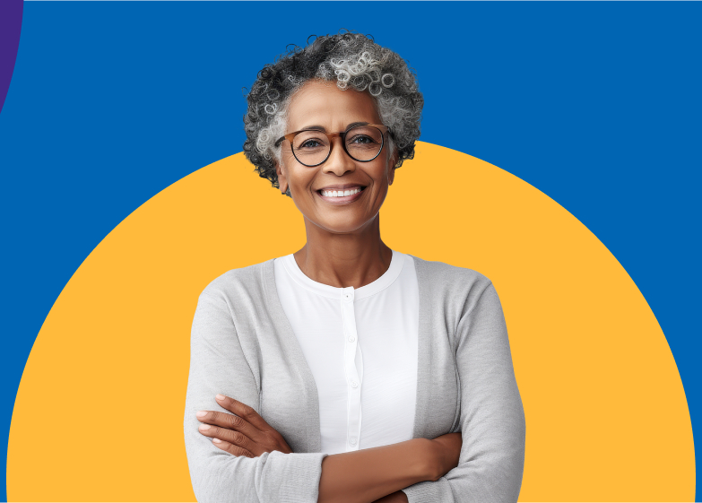 Smiling older woman with arms crossed, reflecting Moneytree’s commitment to trust and professionalism.
