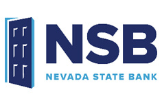 Nevada State Bank logo with building icon and NSB initials.