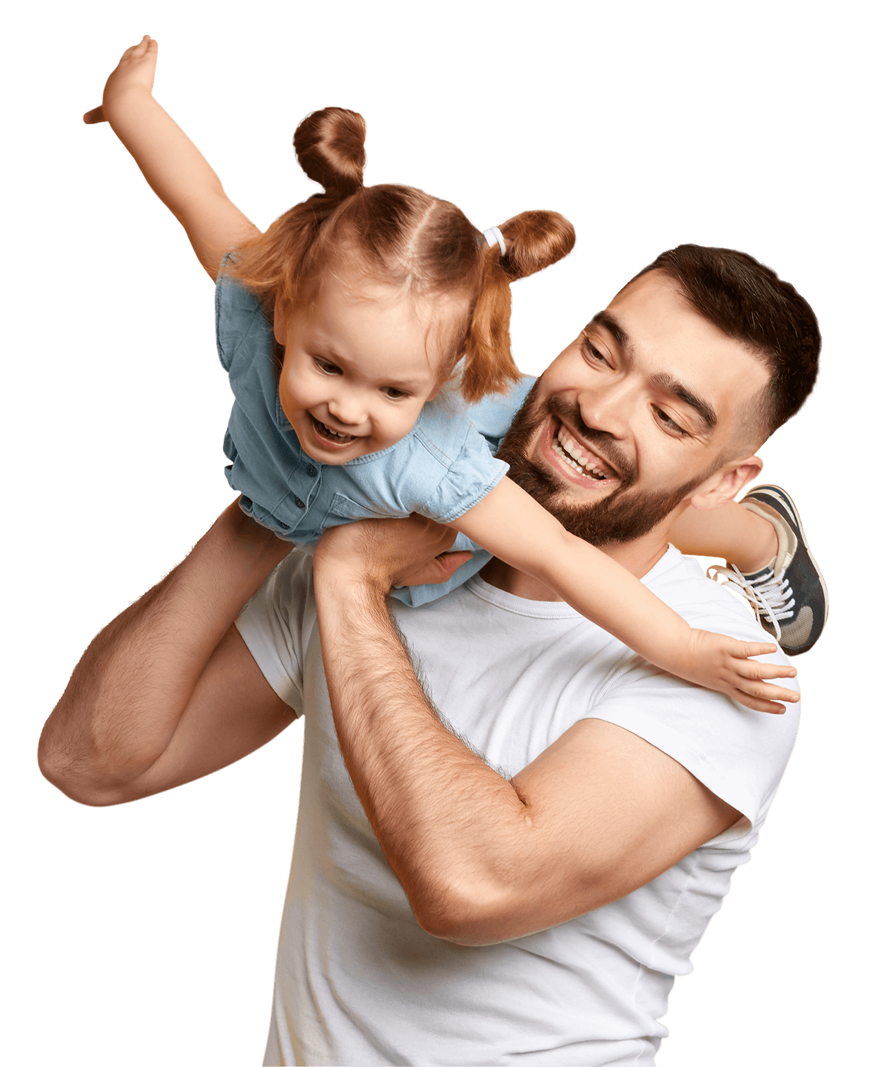Joyful father playing with daughter, supported by Moneytree help for family expenses and peace of mind.